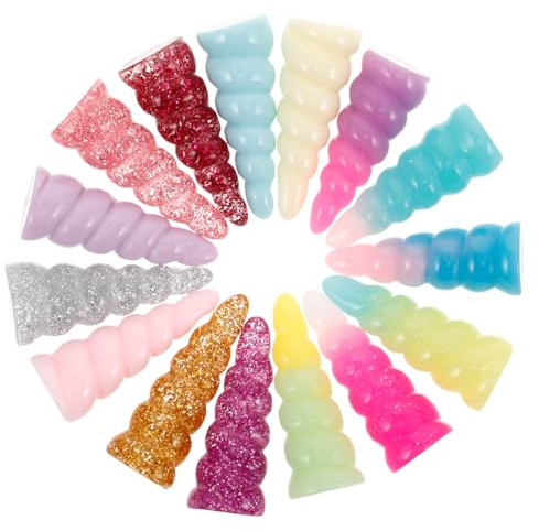UPKOCH Einhorn-Hörner aus Harz, 25 Stück, 25 x 10 mm, Bastel-Haarschmuck | Spiralförmige Mini-Ornamente in Mischfarben für Haarspangen und DIY, für Damen, Jugendliche, Sammler und Geschenkideen