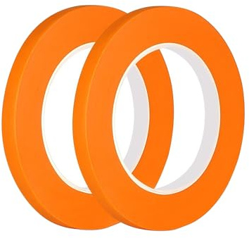 Qrity 2 Cinta de Enmascarar para Pintar, Cinta Adhesiva de 15 mm x 50 m para Pintura, Decoración, Oficina de Bricolaje, Arte, Artesanía, Naranja
