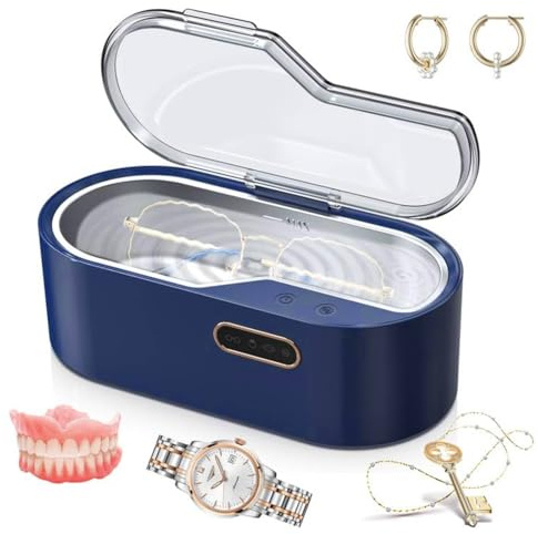 Nettoyeur à Ultrasons, 450ml Ultrasonic Cleaner 45kHz Nettoyeur sonique, Portable Nettoyeur de bijoux avec 4 modes de nettoyage, Nettoyeur Ultrasons Lunettes pour dentaires/Collier/BAGUES/Regarder