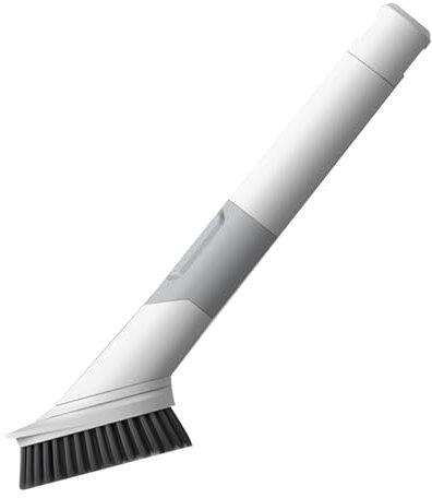 NEXROLA Spazzola per Pulizie 4-in-1 con Serbatoio Detergente,4 Testine Intercambiabili: Spazzola,Spugna,Fibra di Cellulosa & TPR per Cucina & Bagno,Con Gancio per Appendere (23x11x4 cm),Bianco