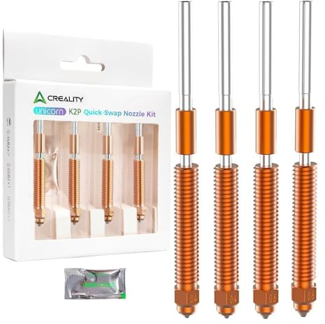 Creality K2 Plus Nozzle Kit (2Pcs) | Unicorn Quick-Swap High-Flow Nozzles 0.4mm | Steel-Tip Copper Nozzles & Titanium Alloy Heatsink | Compatible with K2 Plus 3D Printer