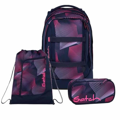 Satch Pack Schulrucksack Set 3tlg. inkl. Schlamperbox und Sportbeutel (Seismic Pink)