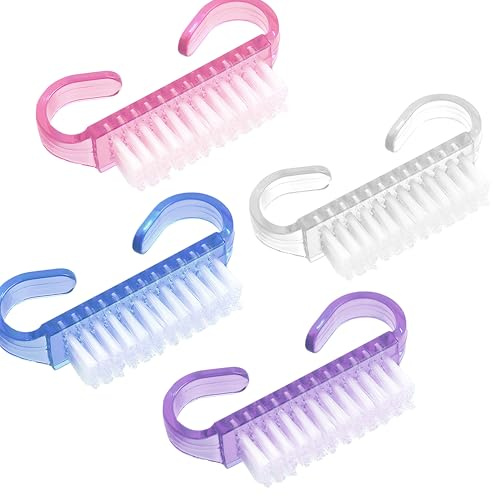 Set de 4 Brosses à Ongles à Manche, Brosses de Nettoyage pour Ongles, Brosse Manuelle Ergonomique pour Soins des Ongles, Nettoyage et Manucure, Brosse de Nettoyage pour Mains, Pinceau Nail Art