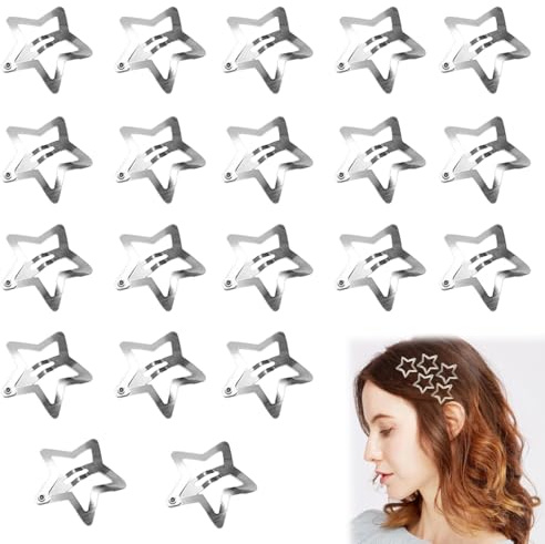 GHPKOTW 20 Pcs Pinces À Cheveux en Métal Pour Filles, Pinces Étoile Antidérapantes, Pinces À Cheveux À Boucle Étoile À La Mode, pour Enfants Filles Femmes Épingle à Cheveux Belle Étoile Coiffes