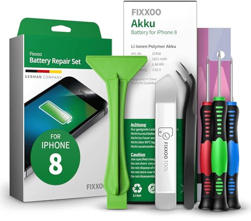 GIGA Fixxoo® Handy Akku Reparatur Set für iPhone 8 [inkl. Werkzeug-Kit & Anleitung] - Original Kapazität - Ersatzakku für einen einfachen Austausch - Batterie für iPhone 8