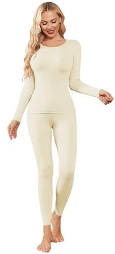 Ekouaer Thermounterwäsche Damen 4-Wege-Stretch Skiunterwäsche | Thermo Leggings & Thermoshirt, Warm und Atmungsaktiv, ideal für den Alltag sowie zum Skifahren bei kaltem Wetter