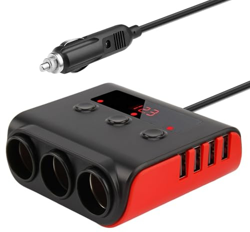 Adaptateur et répartiteur allume-cigare 120 W - 12/24 V - Chargeur de voiture rapide - Double port - 4 ports USB - Adaptateur allume-cigare pour iPhone/Samsung et tous les appareils de voiture