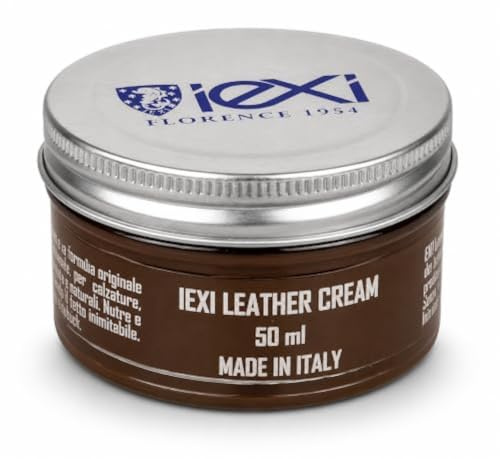 IEXI Crema Lucida Scarpe in Pelle, Made in Italy - Leather Cream 50ml - Cromatina Nutriente e Ravvivante - Crema per Lucidare, Nutrire e Mantenere Morbida la Pelle (Marrone)
