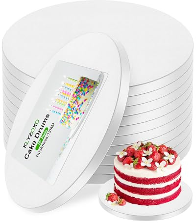 KLYZOXO 10 Stück Tortenplatte aus Wellpappe, 30 cm rund, 12 mm dick, Cake Board Set für schwere Etagentorten, Hochzeits- und Partydesserts, lebensmittelecht zum Backen und Dekorieren, fettdicht, weiß