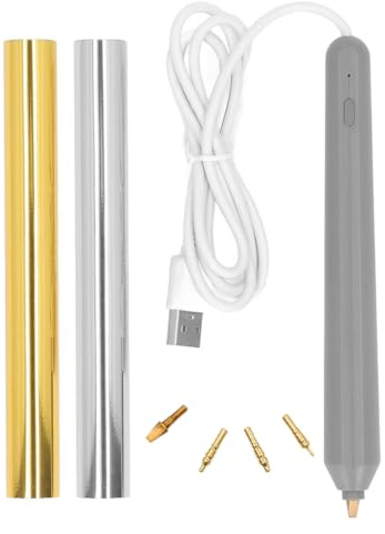 Hoite Heat Foil Pen USB Hot Embossing Stamping Pen Foil Quill Starter Kit with 4 Tips for Scrapbooking Card Making Wood