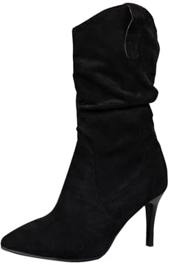 KQIVAM Bottines Femme Talons Aiguilles Botte Haute Femme Sexy Bottines Cuir Confortables Vintage Cowboy À La Cheville Chelsea Bottes Tendance Bottes mode hiver 2025 Vintage Légère Chaussures