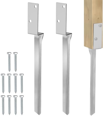 DBREAKS 2-pack Sladdskyddskapsel Gungstångshållare L-form 4 x 50 cm Markkapsel, Sladdskyddsmarkkapsel i värmeförzinkad stål, Jordankare för gunga, Stångankare Markankare för trästolpar