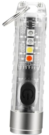 CONGARTENO Mini Torcia LED Portachiavi Ricaricabile Bianco Piccola Lampada Tascabile per Campeggio Emergenza e Uso Quotidiano Design Resistente con Anello in Acciaio