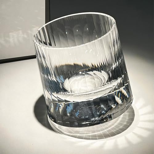 HGFYE Bicchieri Da Whisky In Cristallo Di Alta Qualità Senza Piombo - Tumbler Old Fashioned Con Base Spessa E Sfaccettature Verticali | Elegante Bar Per La Casa, Ideale Per Intrattenere E Fare Regali