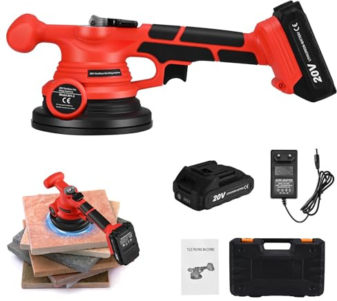 MINENICE Vibromasseur électrique pour carrelage avec poche d'aspiration de 145 mm 0-18000 tr/min Contrôle de la vitesse en continu Outil de vibration pour la pose de carreaux muraux