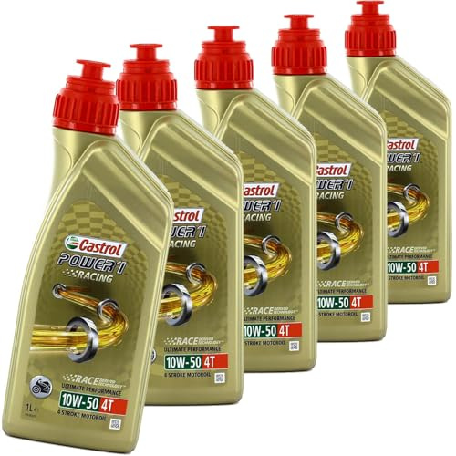 5x 15F599 Motoröl (1 L) | 15F599 (vollsynthetisch, Api Sl, Jaso Ma-2), POWER1 Racing 4T 10W-50 POWER1 Ultimate 4T 10W-50