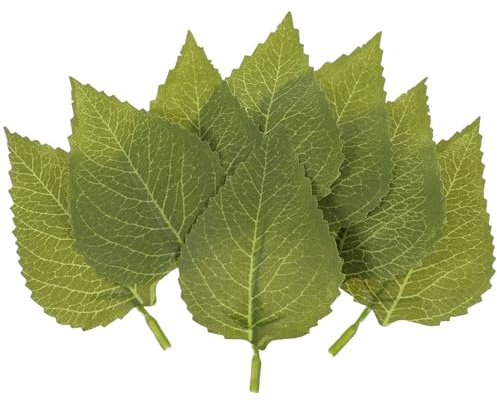 Tweruna 30 PCS Green Artificial Leaves for Decoration, 3.9 × 2.3 Inch Realistic Silk Fake Leaves for Crafts, Fake Green Sunflower Leaves Artificial for Wedding Bouquets, Wreaths, Home Decor