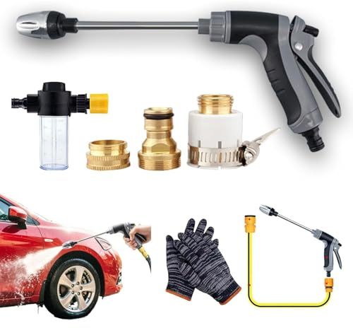Aquoxis Nettoyeur Haute Pression Portable – Buse de Tuyau Universelle avec Flacon Pulvérisateur, Installation Rapide & Facile, Très Durable, Idéal pour Voiture, Jardin, Terrasse (améliorée)