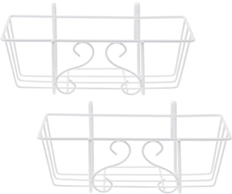 JECOMPRIS Porta Piante da Appendere alla Ringhiera in Ferro 2 Pezzi Bianco | Design Versatile, Facile Installazione, per Vasi su Balcone e Giardino, Stile Elegante, Supporto Stabile