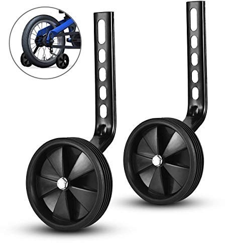 ZOSEN Fahrrad Stützräder Hilfsräder Fahrrad Training Rollen Kinder Fahrrad Zubehör für Fahrräder von 12 14 16 18 20 Zoll (Schwarz, 1 Paar) (Black-1)