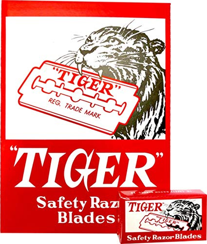 Czech Blades 100 Tiger Rasierklingen für Sicherheitsrasierer, Karbonstahlklingen, 100 Stück