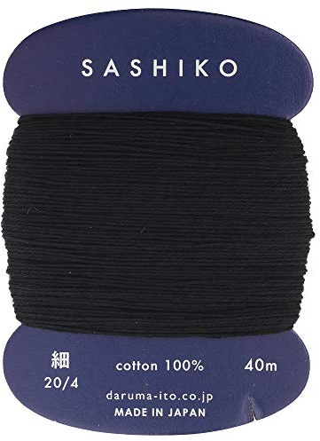 Sashiko tråd tunnare vikt 40 m kol. 219 – svart – japanskt broderi och quiltning av Yokota