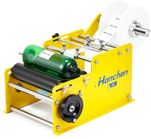 Hanchen Manual Round Bottle Labeling Machine with High Precision & Speed, Adjustable Label Applicator for Cylindrical Bottles