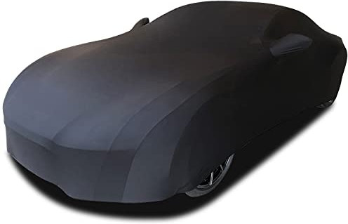 TECTICO Indoor Car Cover Elastic Breathable Dustproof Soft Velvet Stretch Elegant Universal Hood Full Protection for Underground Garage Show, Black