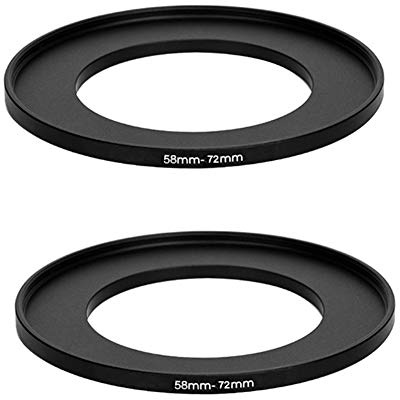 Lot de 2 bagues d'adaptation 58-72 mm, bague de filtre 58 mm vers 72 mm, bague d'intensification 58 mm mâle 72 mm femelle pour objectif d'appareil photo reflex numérique et filtres infrarouges ND UV