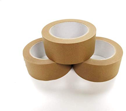 3 Rolls Kraft Paper Packaging Tape - Strong, Heavy Duty and Secure Adhesive Tape for Large Parcels and Boxes. 48mm x 50m