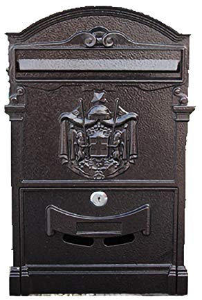 FYZS Antike europäische Villa Briefkasten Outdoor Briefkasten Wand Kreative Briefkasten mit Lockvorschlag Box Retro Mailbox, 41x26x9cm (Color : Black)