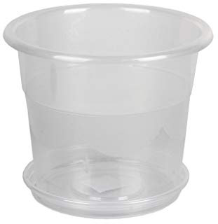 Cofan Maceta Transparente Modelo Orquídea | Medida 19 x 16.5 + Plato 16 cm | Venta Unitaria | Uso Exterior/Interior