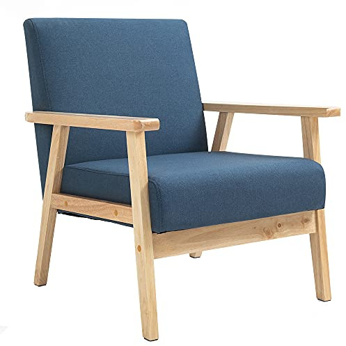 Mingone Sessel Cocktailsessel mit Armlehnen&Holzrahmen Blau