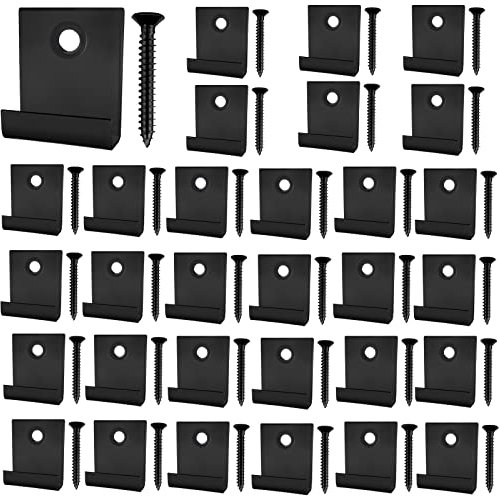 30 Stück WPC Befestigungsclips Anfang/Endklammer, Versteckte Starter Befestigung Board Clip mit Selbstschneidender Schraube Edelstahl DIY Hardware (Schwarz)