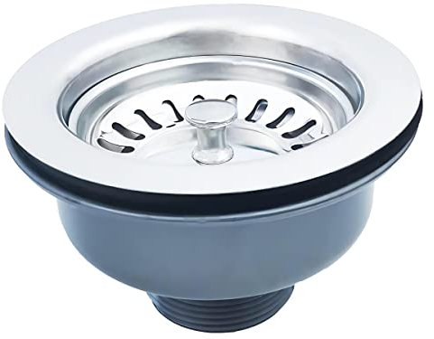 Qrity Bonde D'évier sans Trop Plein Panier Inox ø 114 mm 1½, Acier Inoxydable + ABS, Bonde + Panier