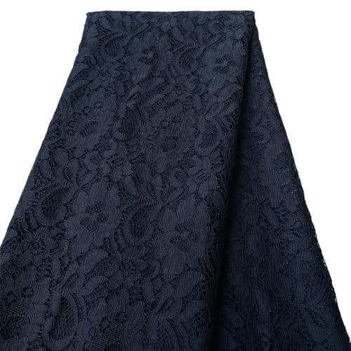 Rilassato 60 Inches Wide Lace Fabric, Vintage Lace Fabric for Wedding Dress, Fashion, Crafts, Tablecloth, Decorations Lace Trim Fabric - 8162 (Black, 1 Yard)