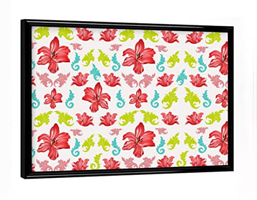 artboxONE Poster mit schwarzem Rahmen 18x13 cm Natur Lilienmuster modern auf Weiß - Bild lilien Blatt Blumen