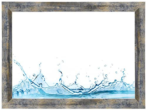 ByMoris Marco de fotos cuadrado 21 x 21 cm en azul, dorado y plateado con cristal acrílico irrompible, todos los tamaños