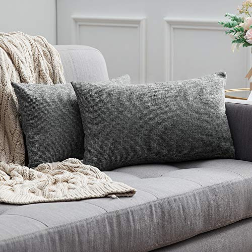 MIULEE Kissenbezüge Kissenhülle Dekokissen Leinen-Optik Dekorative Kissenbezug Sofakissen Couchkissen Deko Kreuz mit Verstecktem Reißverschluss für Sofa Schlafzimmer 2er Set 40x60 cm Hellgrau