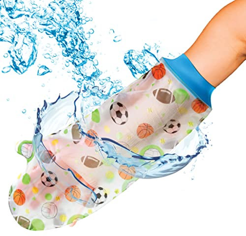 IKONAA Protezione Impermeabile Coprigesso Design Pensato Per Bambini Con Bende e Fasciature e Gessi sulle Gambe E Braccia Da Utilizzare In Doccia In Vasca Waterproof (disegni gioco maschio)