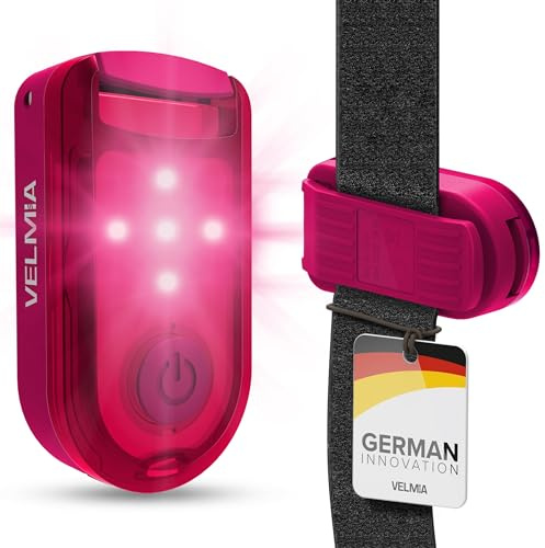 Velmia Lampe Running Lot de 2 - Lampe Clip Ultra-Visible pour Enfants-Sacs, Poussettes, avec 6 Modes & Mémoire - Lampe Footing Fixation par Clip Anti-Casse Et Bande Auto-agrippante Incluse