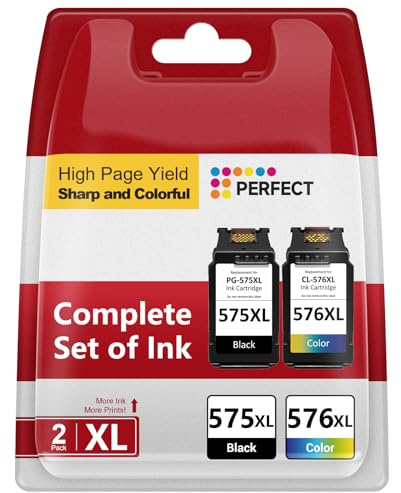 Economink PG-575XL CL-576XL Cartouche d'encre Reconditionnée pour Imprimante Canon 575 XL 576 XL pour PIXMA TS3550i TS3551i TS3750i TS3751i TS3752i TR4750i TR4751i TR4755i TR4756i (1 Noir, 1 Couleur)