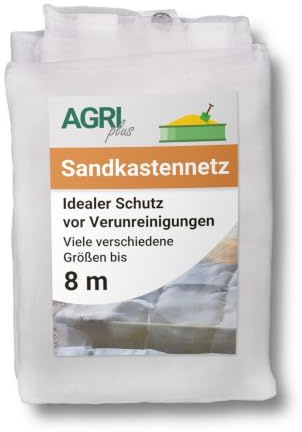 AGRI plus Sandkastennetz mit Ösen I 2,5 x 5 m I Verschiedene Maße I Engmaschiges Netz 0,8 x 0,8 mm I Abdeckung für Sandkasten I Abdecknetz mit Randverstärkung I Netz UV-stabil & wasserdurchlässig