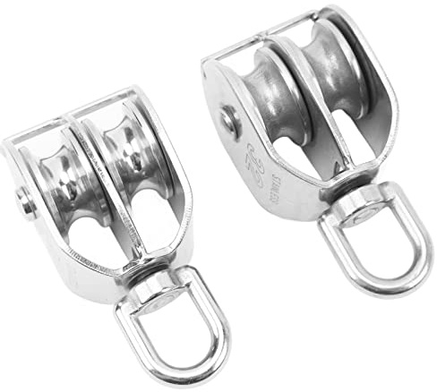 Flaschenzug, M32 Rollenrad Seilrolle Doppelrolle U-Nut-Rollenrad Umlenkrollen Für Seile Seilrolle Edelstahl Tragkraft 250kg Doppel Blockseilrolle Geeignet für Zuhause,Fitnessstudio