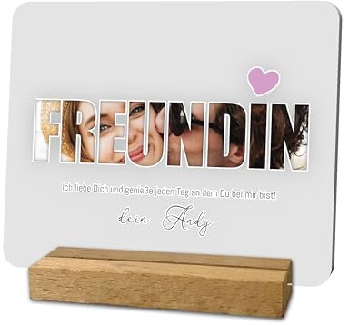 codiarts. Foto Geschenk Acryl Glas Bild personalisierbar - Eigenes Foto und Text DIN A4 oder A5 - optional mit Sockel in Buche - Fotogeschenk personalisiert für (005 FREUNDIN)