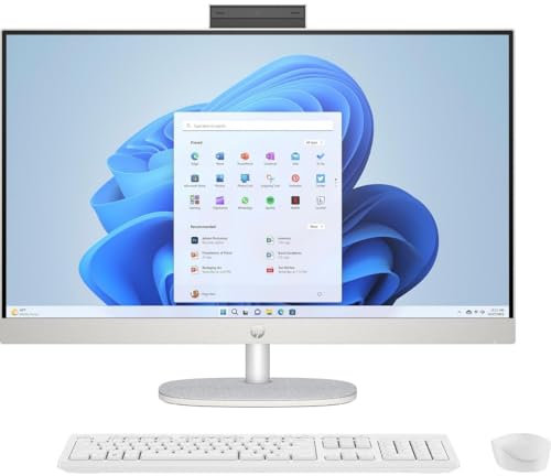 HP All-in-One Desktop-PC | 27 FHD Display | Intel Core i7-1355U | 16 GB DDR4 RAM | 1 TB SSD | Intel Iris X-Grafikkarte | Windows 11 Home | Weiß