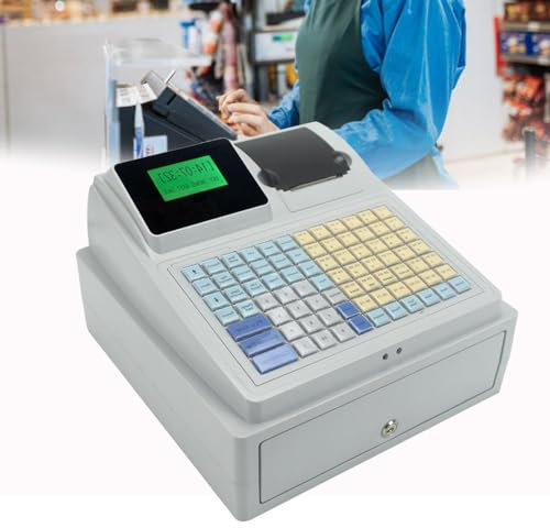 WDDEYYDS Registrierkasse, elektronische Registrierkasse mit herausnehmbarer Schublade, 81 Tasten, Kassensystem, Registrierkasse, kleine quadratische Geldschublade, Multifunktions-Registrierkasse