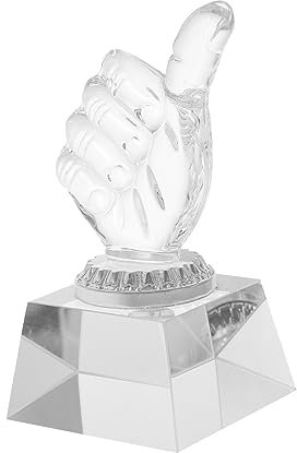 ABOOFAN Thumbs up Trophy Crystal Award Hand-shaped Prize Supply Decorative Award Trophy for Home
