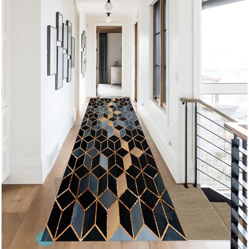 YANHONG Handwebteppich Läufer Teppich 110 x 350 cm Wetterfest waschbar rutschfest Küchenläufer Nützlich Küchenteppich mit rutschfestem Gelrücken für Esszimmer, Küche, läufer Flur, A
