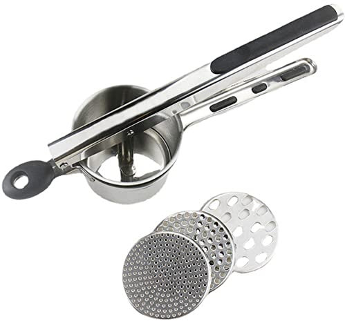 Widybord Licuadora de patatas, máquina para hacer espaguetis con 3 discos intercambiables para hacer puré de patatas, prensa de pasta